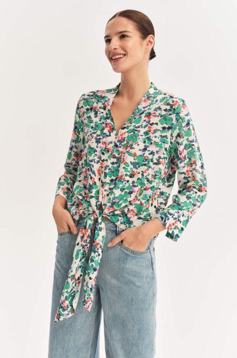 Wzorzysta bluzka z wiązaniem Solar Obraz 3