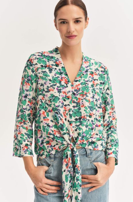 Wzorzysta bluzka z wiązaniem Solar Obraz 4