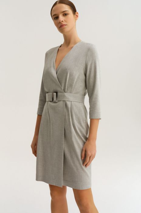 Kopertowa sukienka z lnem Solar Obraz 2