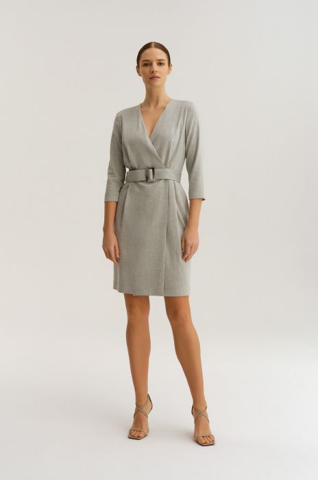 Kopertowa sukienka z lnem Solar Obraz 1