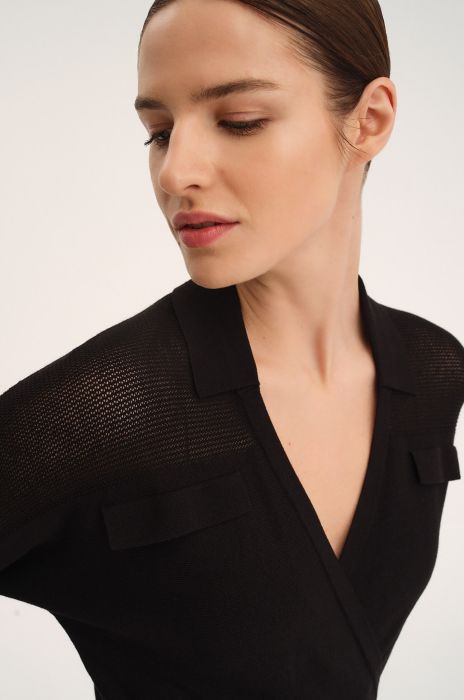 Dzianinowa sukienka o kopertowym kroju Solar Obraz 3