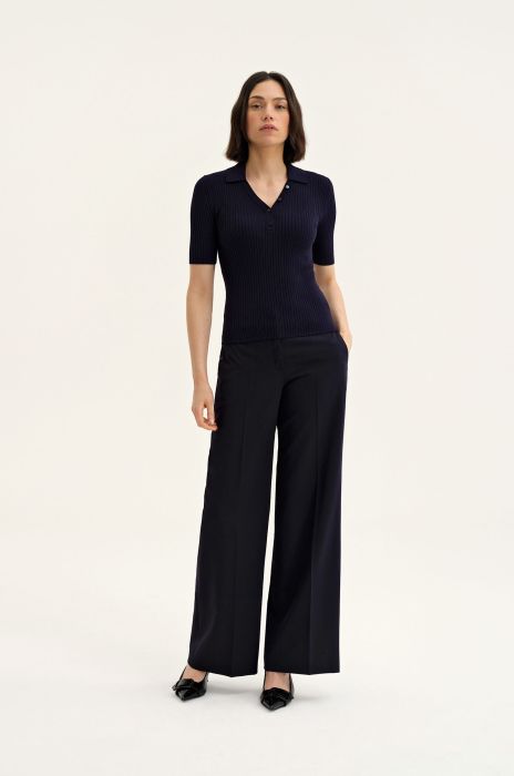 Bluzka polo z prążkowanej dzianiny Solar Obraz 1