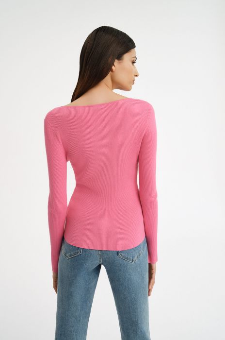 Bluzka z prążkowanej dzianiny Solar Obraz 4