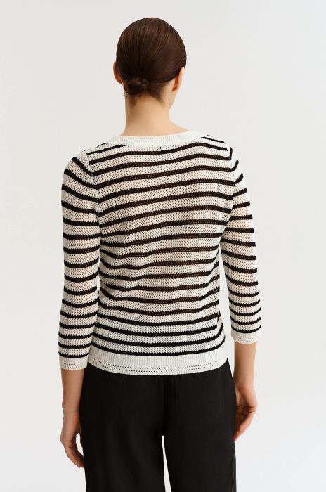 Ażurowa bluzka w paski Solar Obraz 2