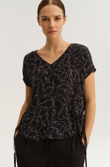 Wzorzysta bluzka z troczkami Solar Obraz 4