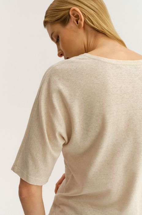 Bluzka z lnem i bawełną Solar Obraz 5