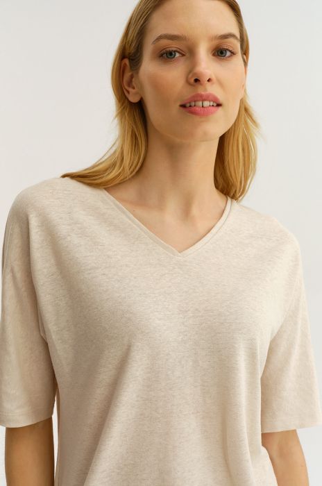 Bluzka z lnem i bawełną Solar Obraz 3