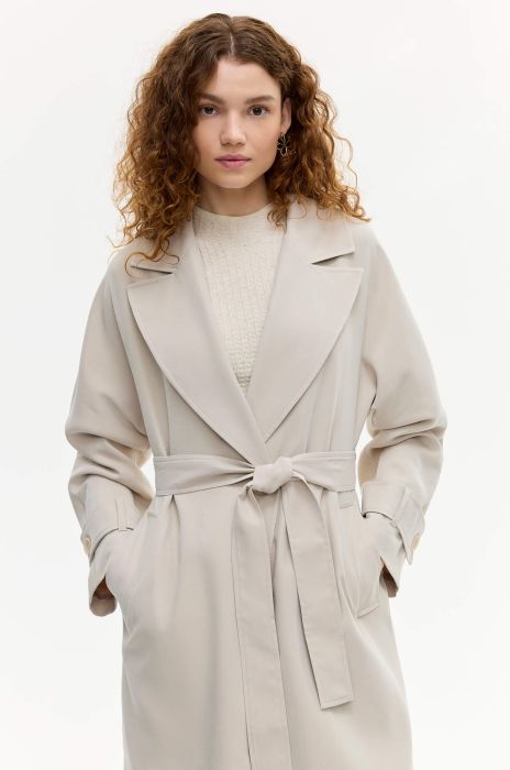Jednorzędowy płaszcz w piaskowym kolorze Solar Obraz 2