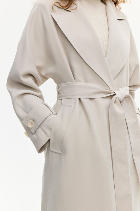 Jednorzędowy płaszcz w piaskowym kolorze Solar Obraz 3