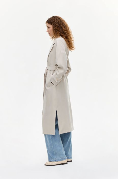 Jednorzędowy płaszcz w piaskowym kolorze Solar Obraz 4