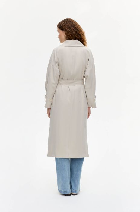 Jednorzędowy płaszcz w piaskowym kolorze Solar Obraz 5