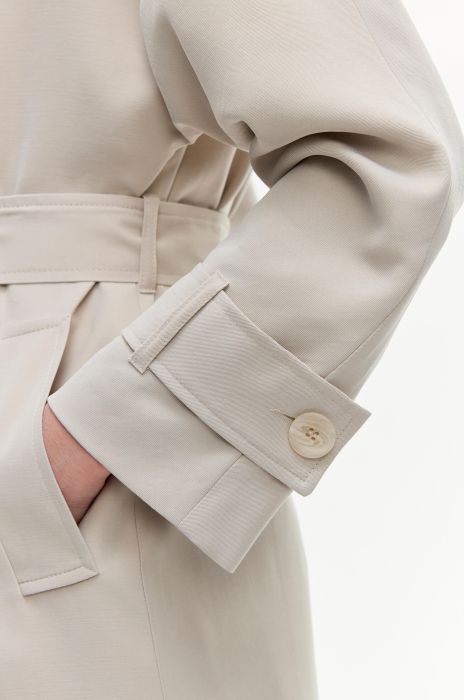 Jednorzędowy płaszcz w piaskowym kolorze Solar Obraz 6