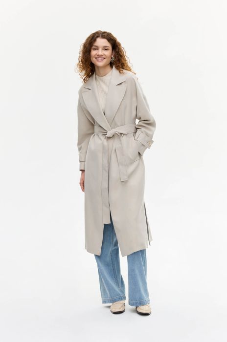 Jednorzędowy płaszcz w piaskowym kolorze Solar Obraz 1