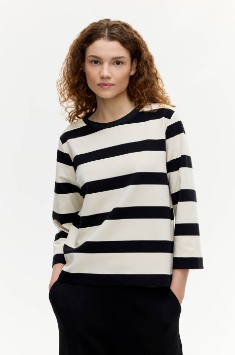 Bluza z bawełną w poziome pasy Solar Obraz 2