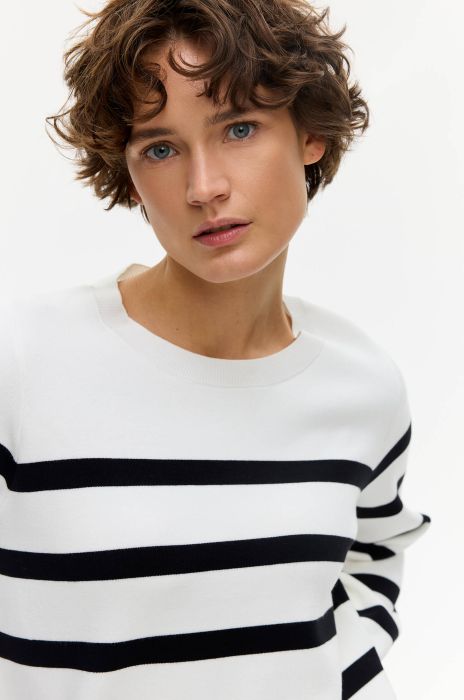 Sweter w paski z wiskozą Solar Obraz 3