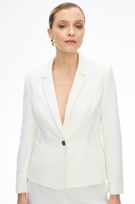 Jednorzędowa marynarka w kolorze ecru Solar Obraz 3