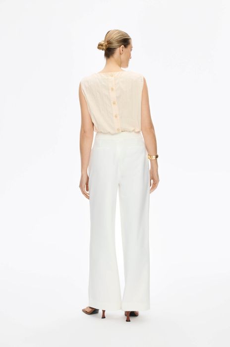 Spodnie ecru z lekko rozszerzaną nogawką Solar Obraz 4