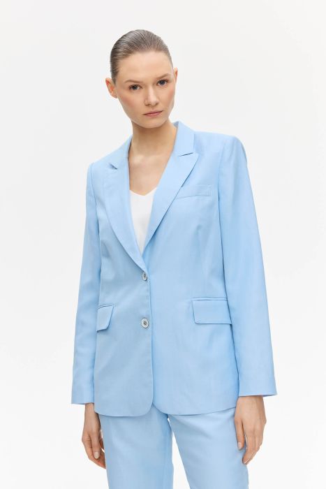 Błękitna marynarka z lnem Solar Obraz 2