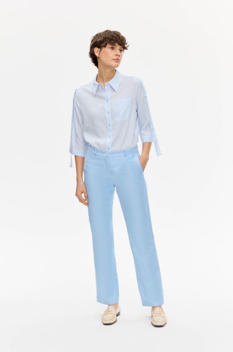 Błękitne spodnie z lnem Solar Obraz 1