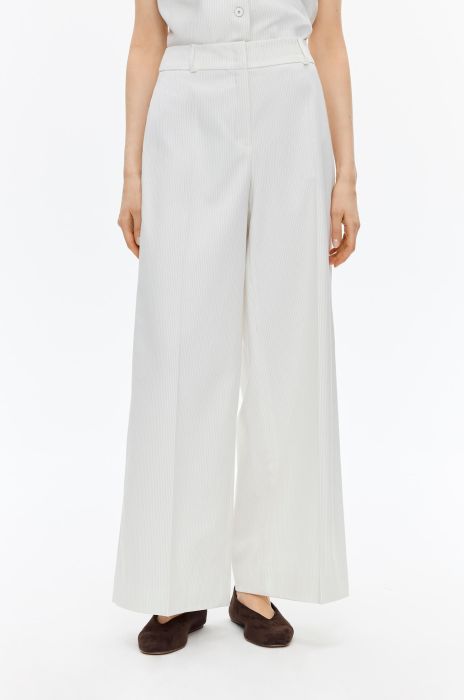 Prążkowane spodnie wide leg Solar Obraz 2