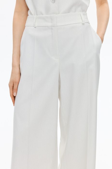 Prążkowane spodnie wide leg Solar Obraz 3