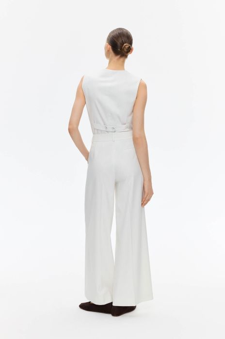 Prążkowane spodnie wide leg Solar Obraz 4