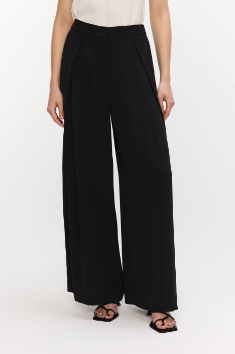 Czarne spodnie z szeroką nogawką Solar Obraz 2