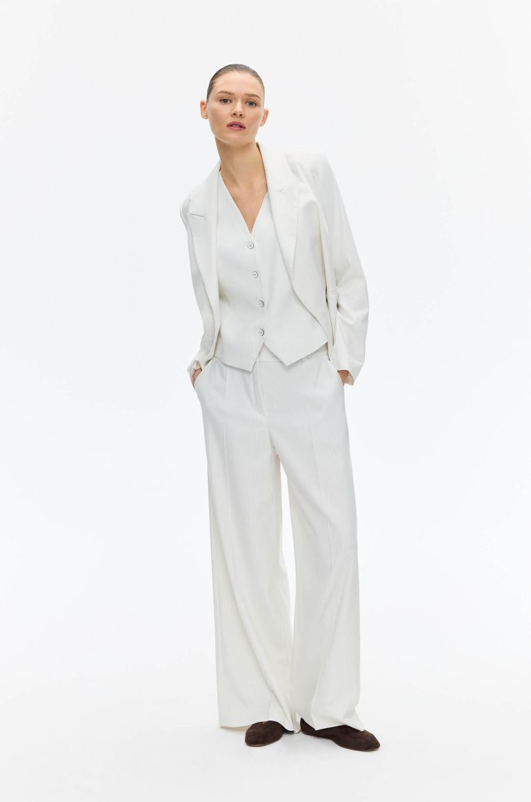 Prążkowane spodnie wide leg