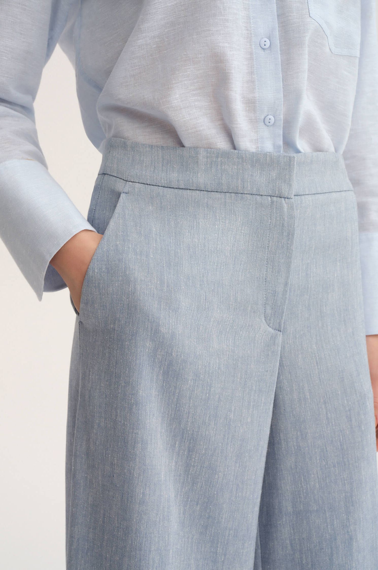 Szerokie spodnie z lnem Solar Obraz 3