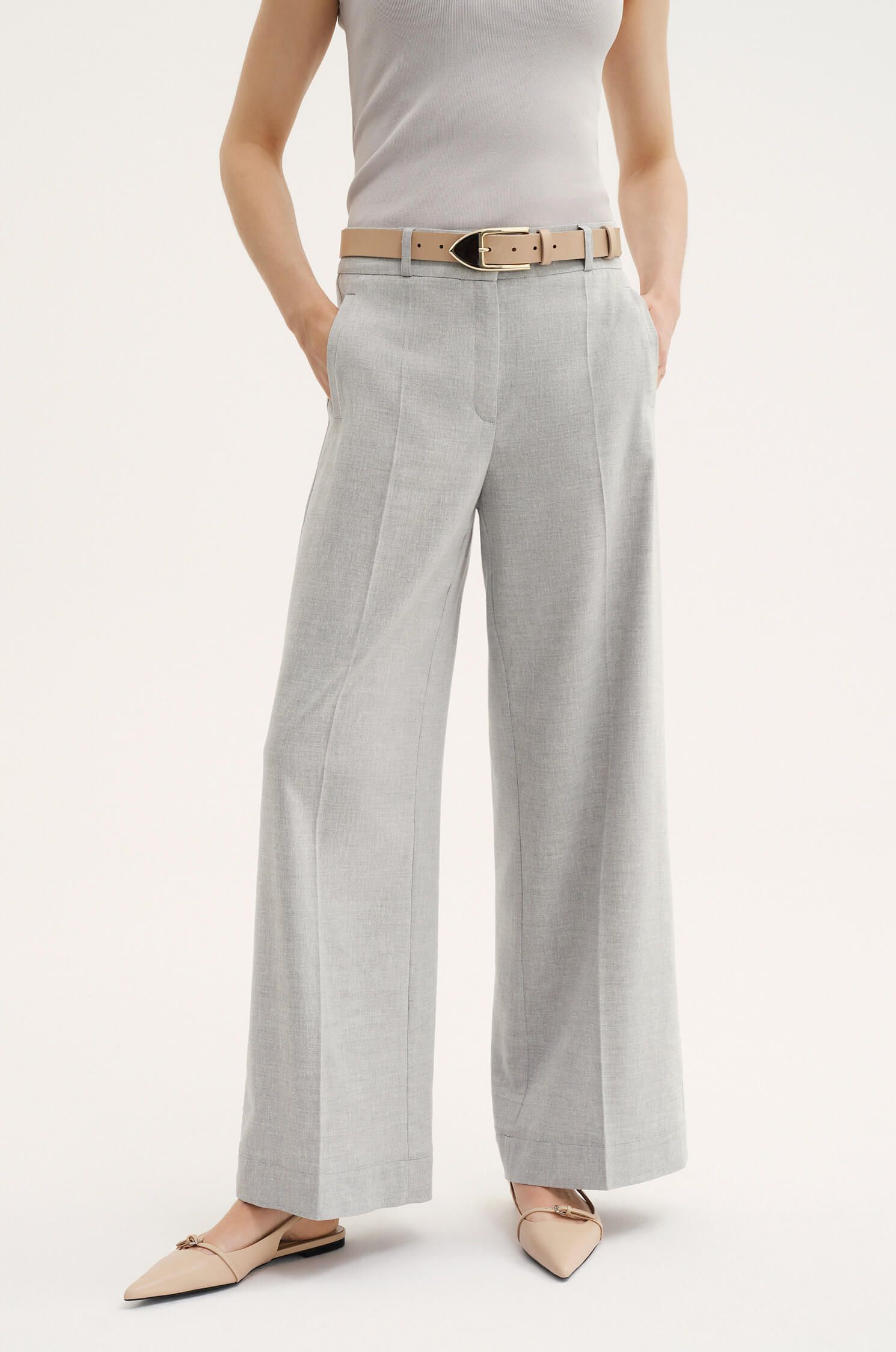 Garniturowe spodnie z lnem Solar Obraz 2