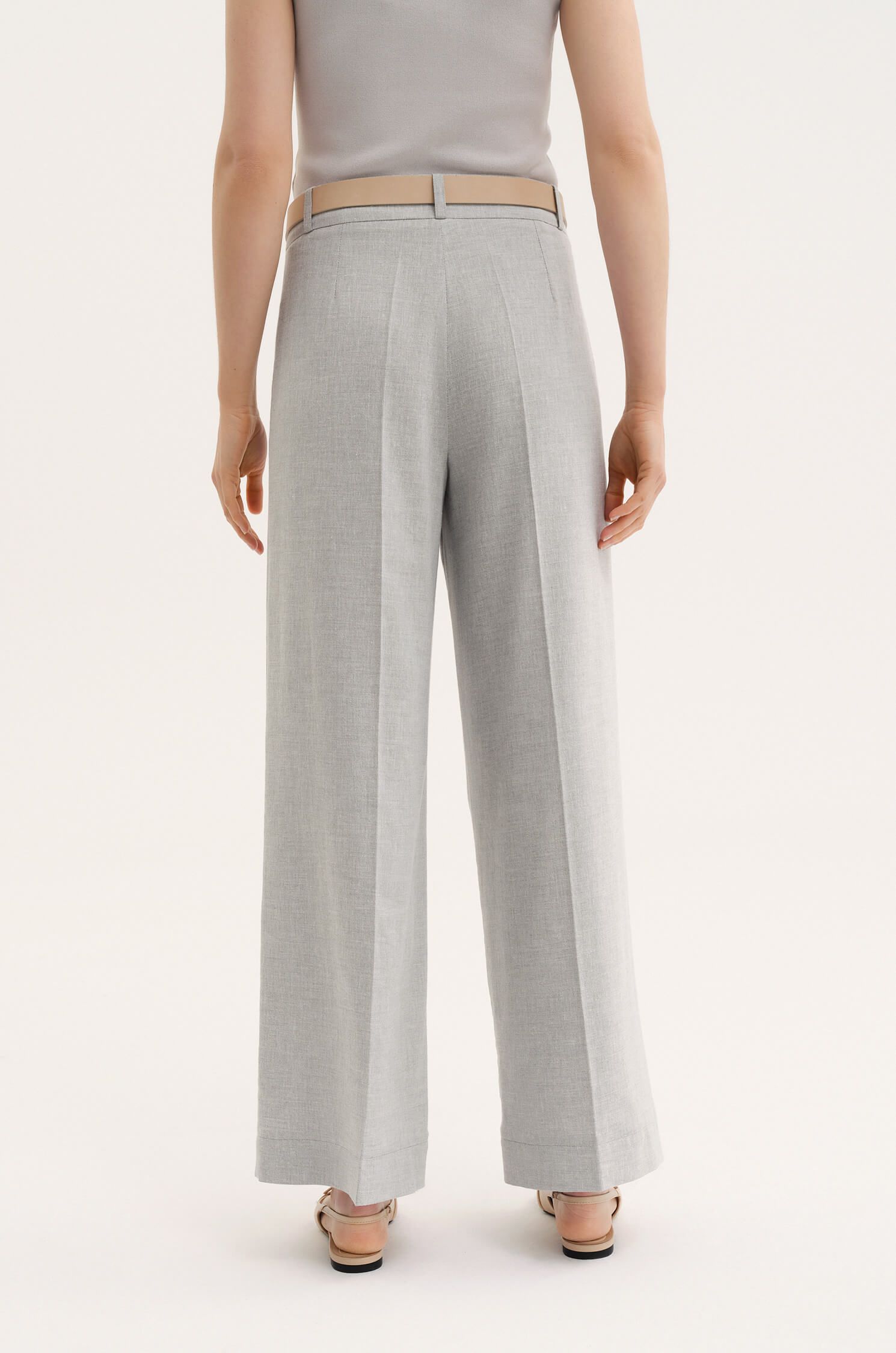 Garniturowe spodnie z lnem Solar Obraz 4