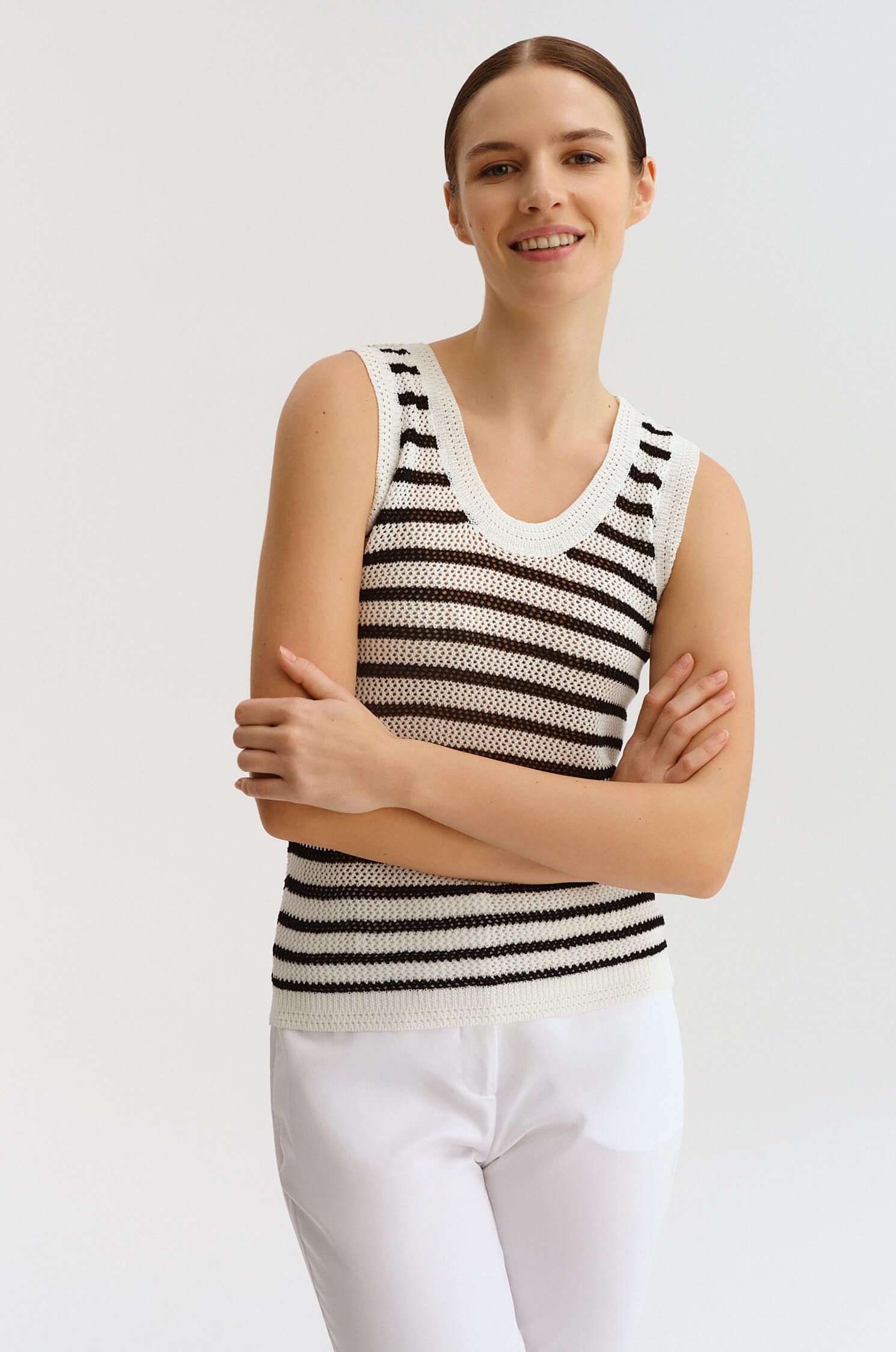 Ażurowy top w paski Solar Obraz 2