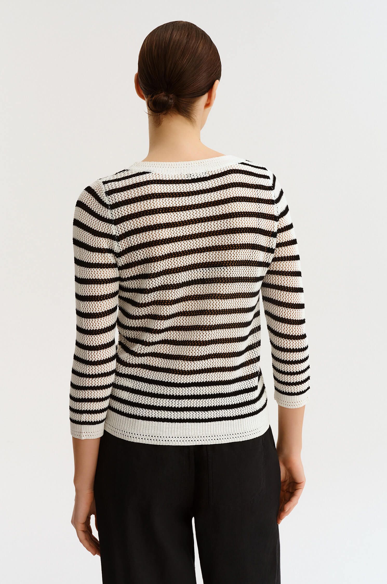 Ażurowa bluzka w paski Solar Obraz 2