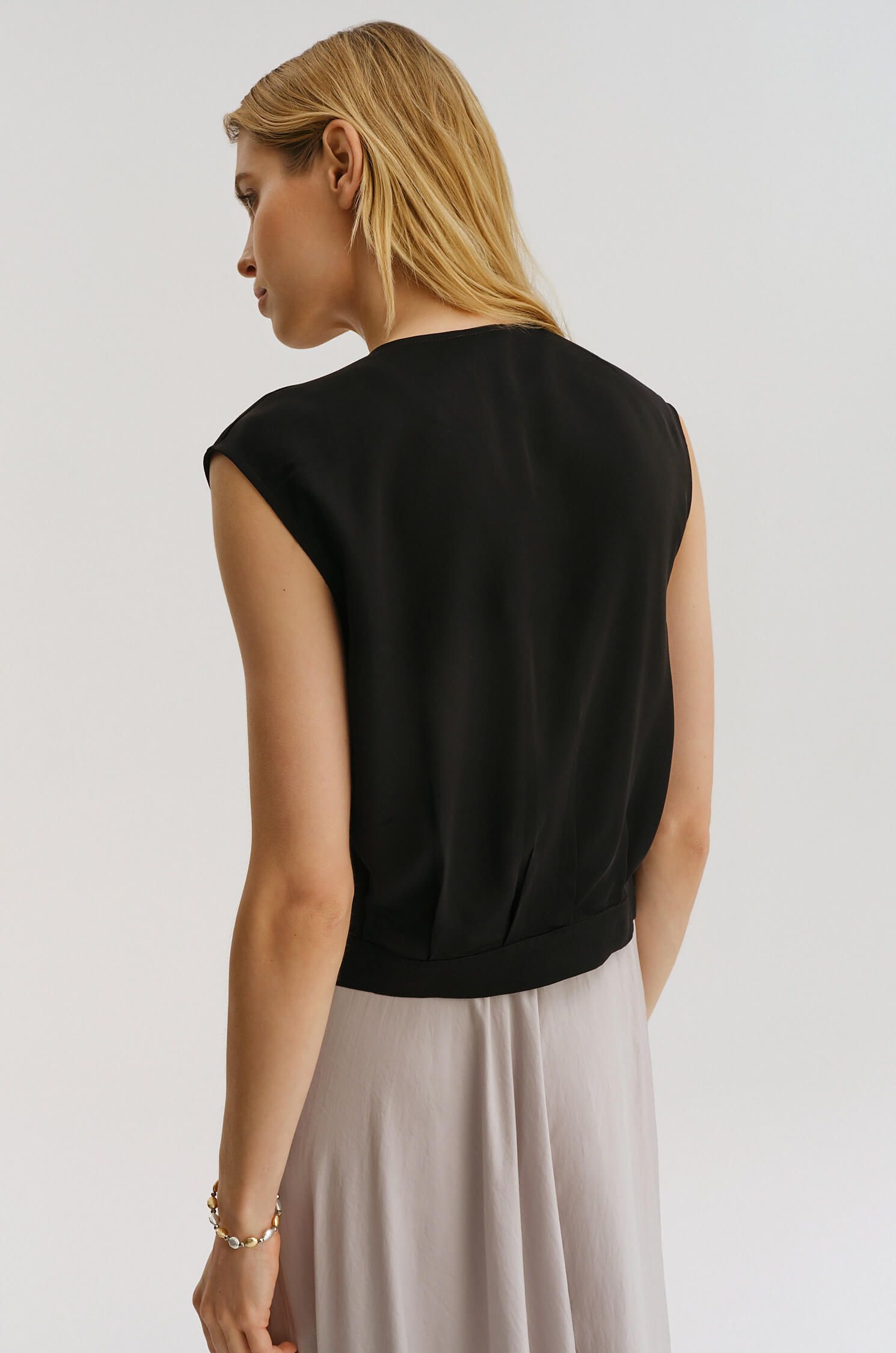 Kopertowa bluzka z satynowej wiskozy Solar Obraz 1