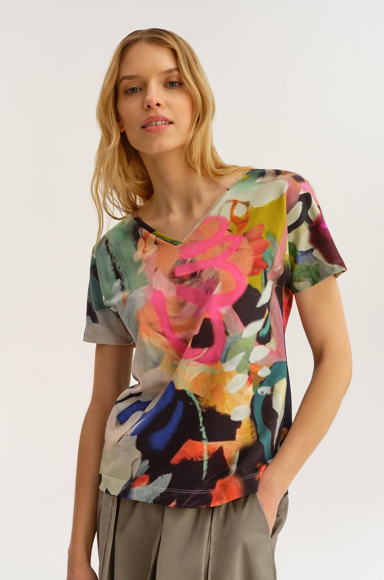 Trykotowa bluzka z kolorowym printem Solar Obraz 2