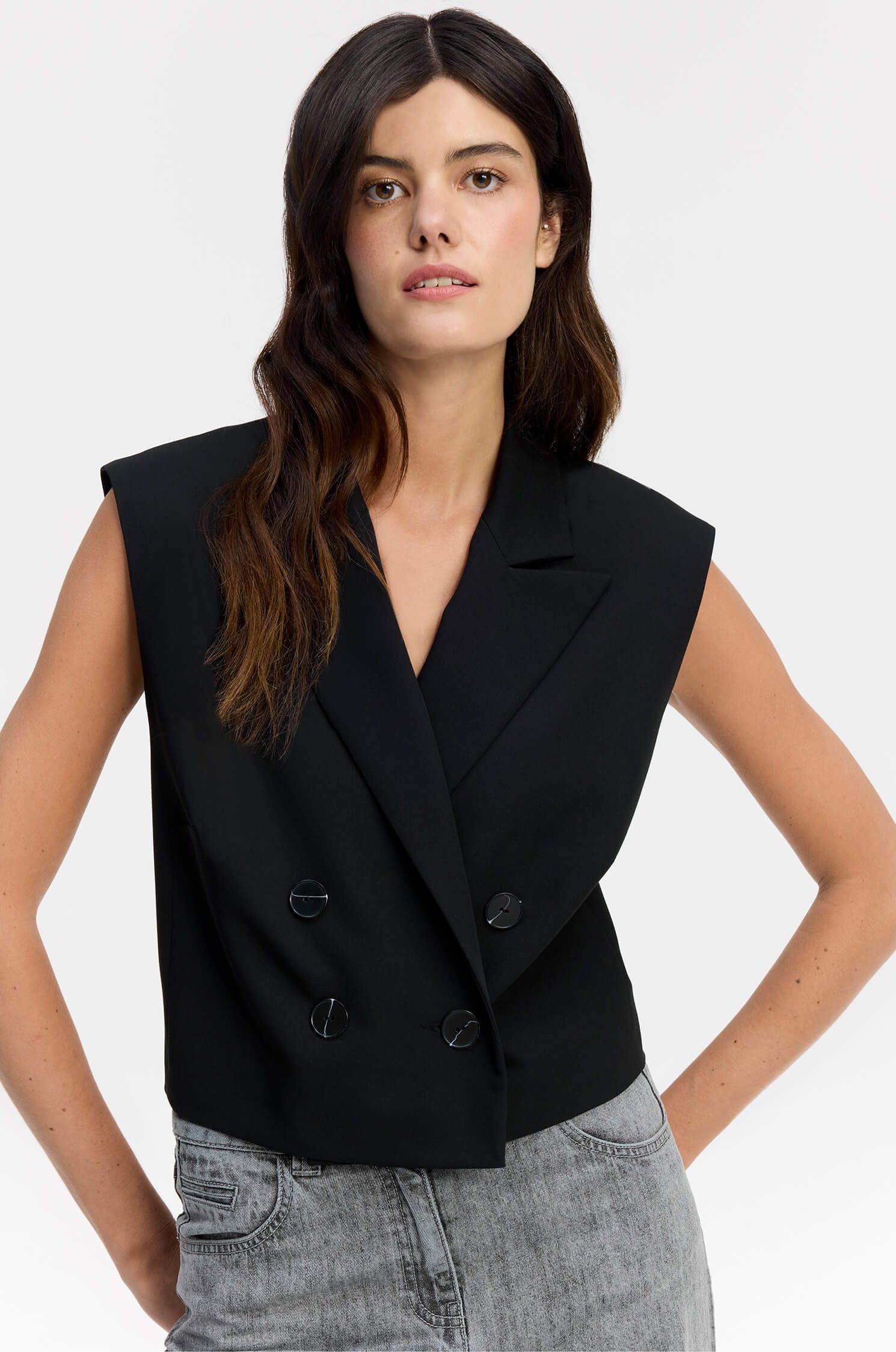 Dwurzędowa kamizelka o pudełkowym kroju Solar Obraz 2