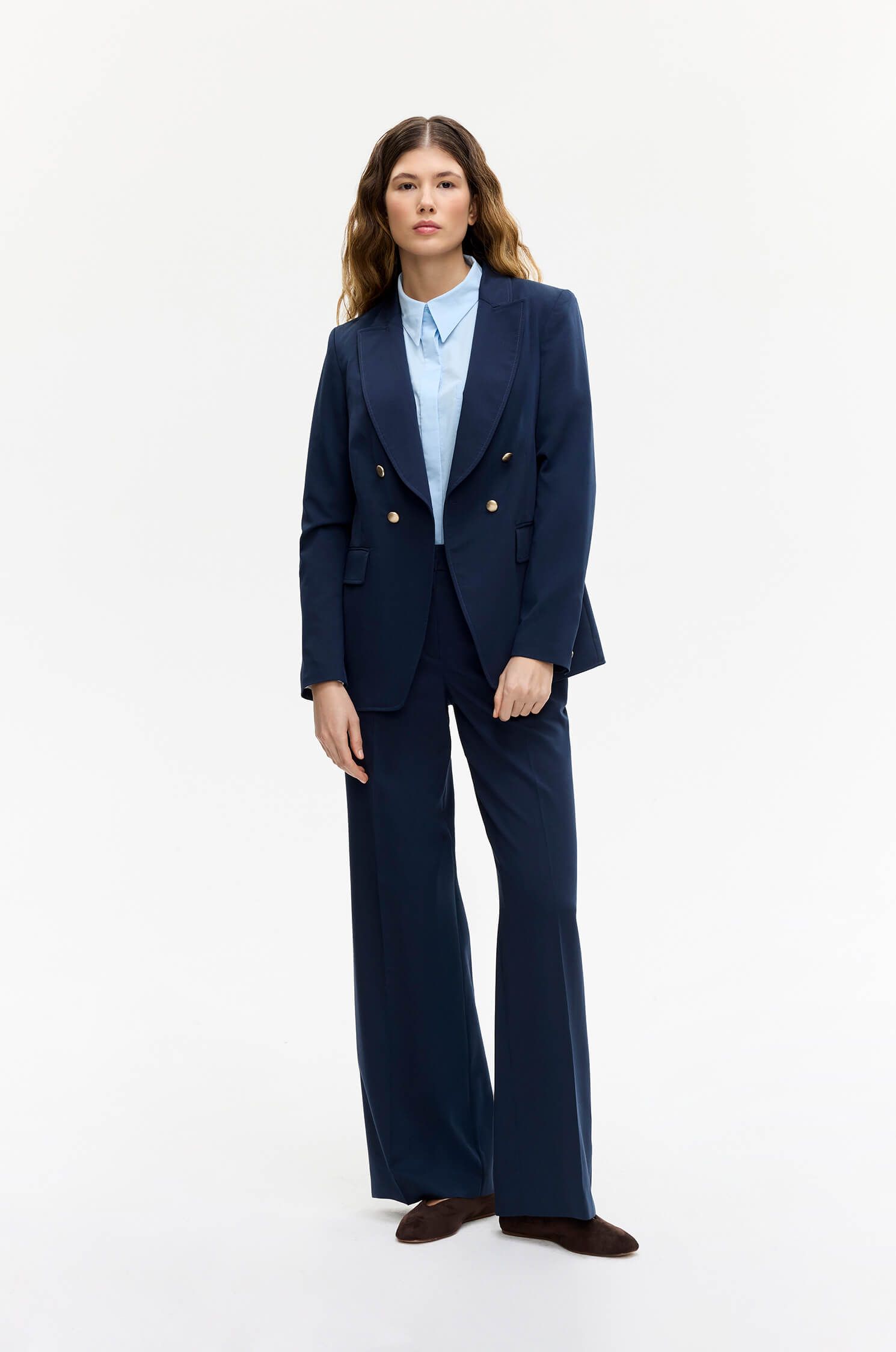 Granatowa dwurzędowa marynarka Solar Obraz 1