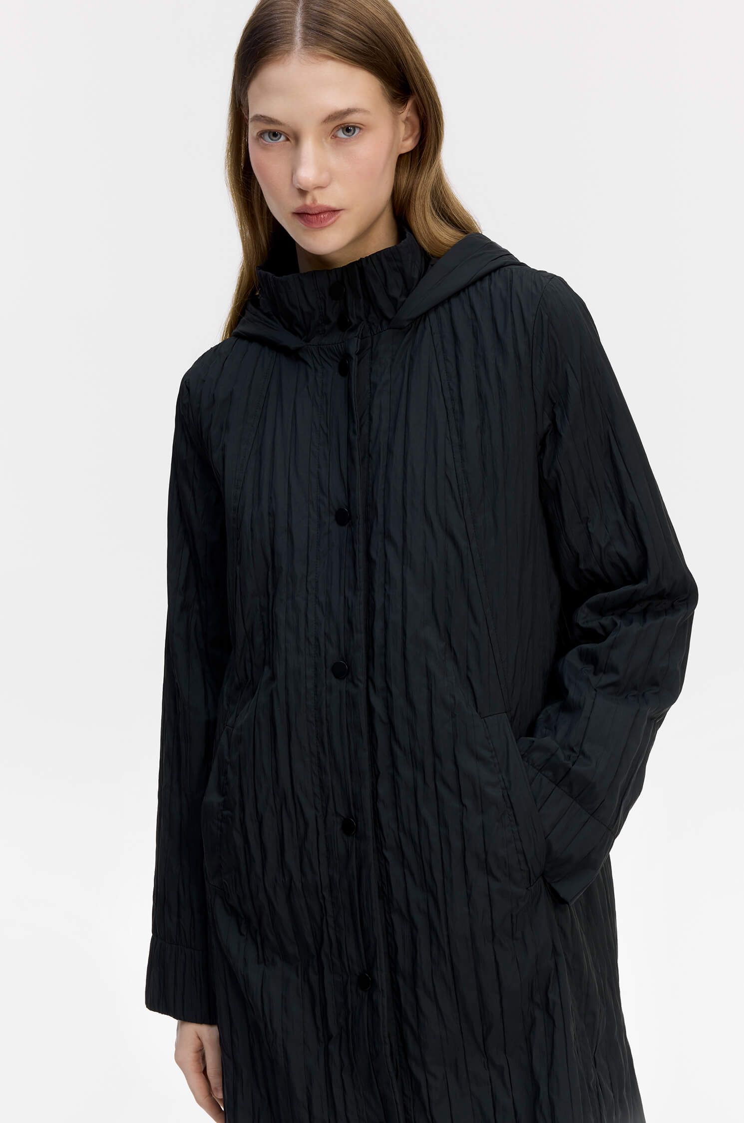 Długi płaszcz zapinany na napy Solar Obraz 2