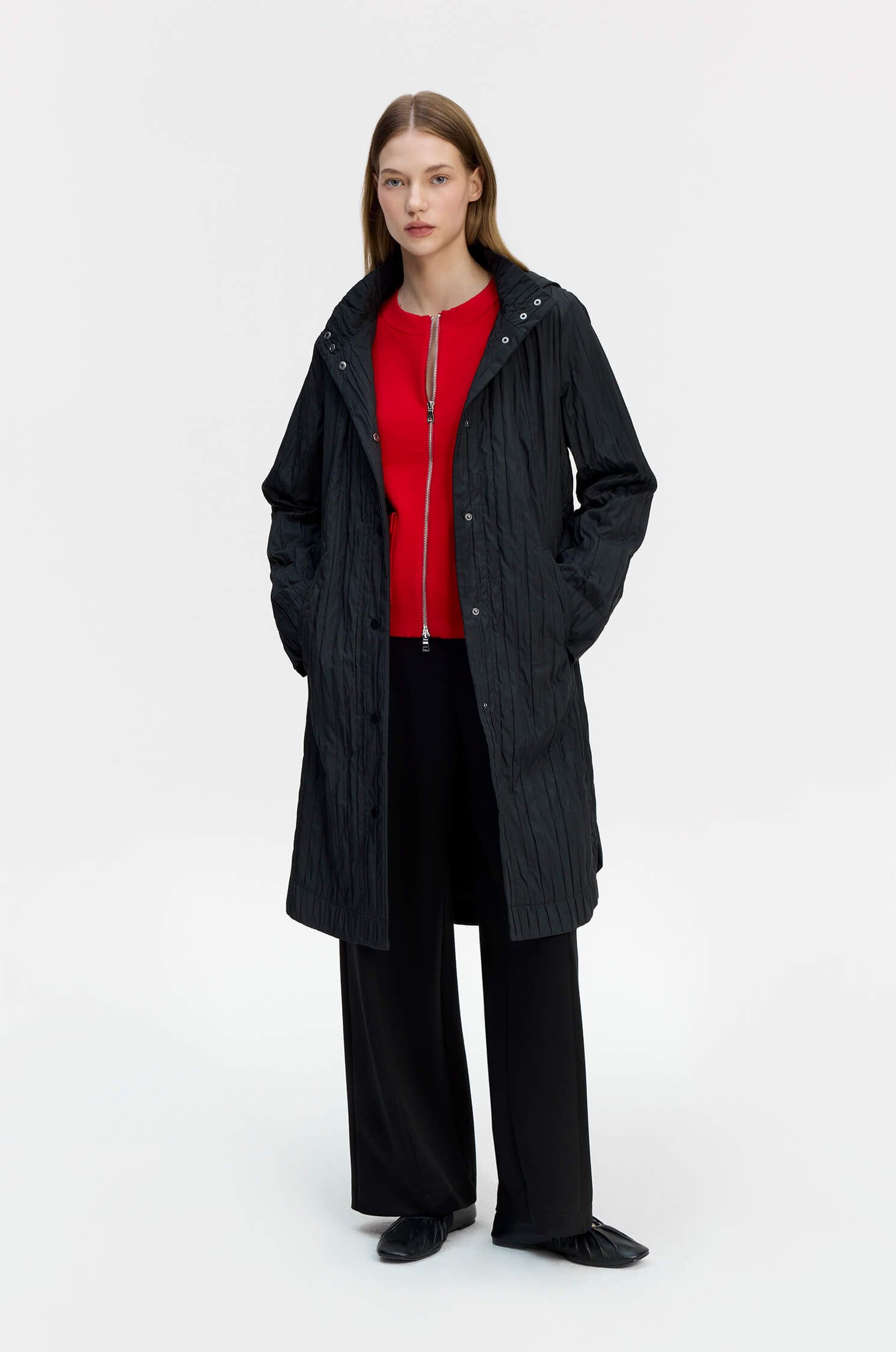 Długi płaszcz zapinany na napy Solar Obraz 1