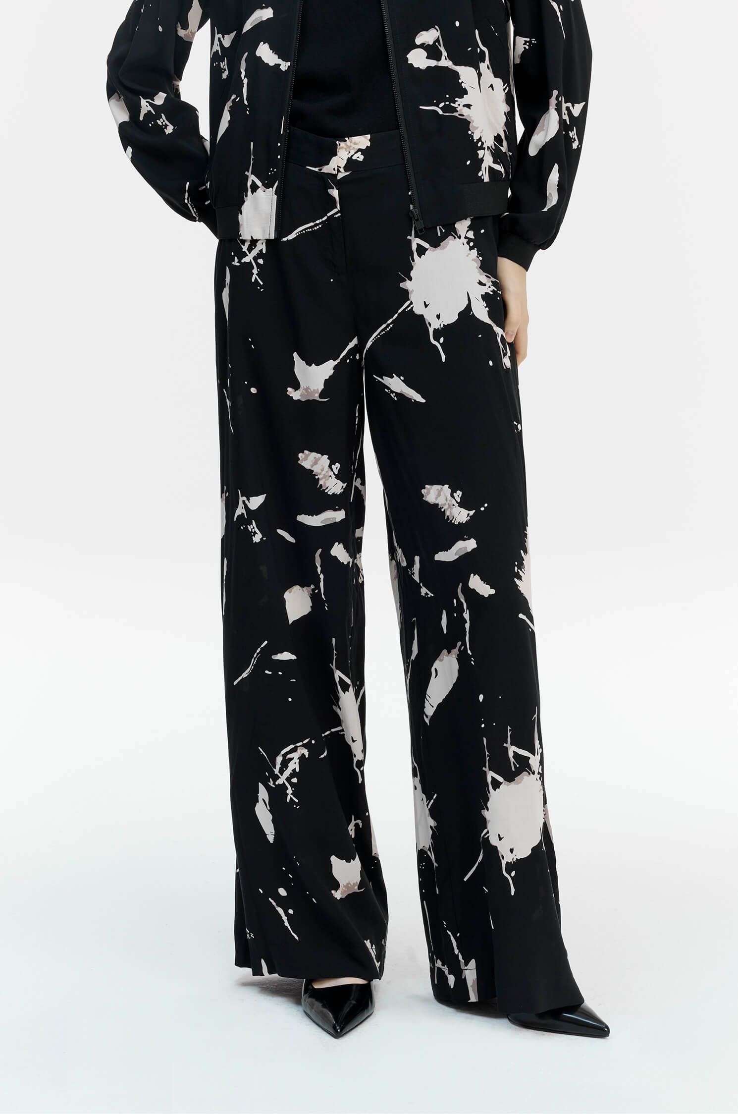 Wiskozowe spodnie wide leg z printem Solar Obraz 2