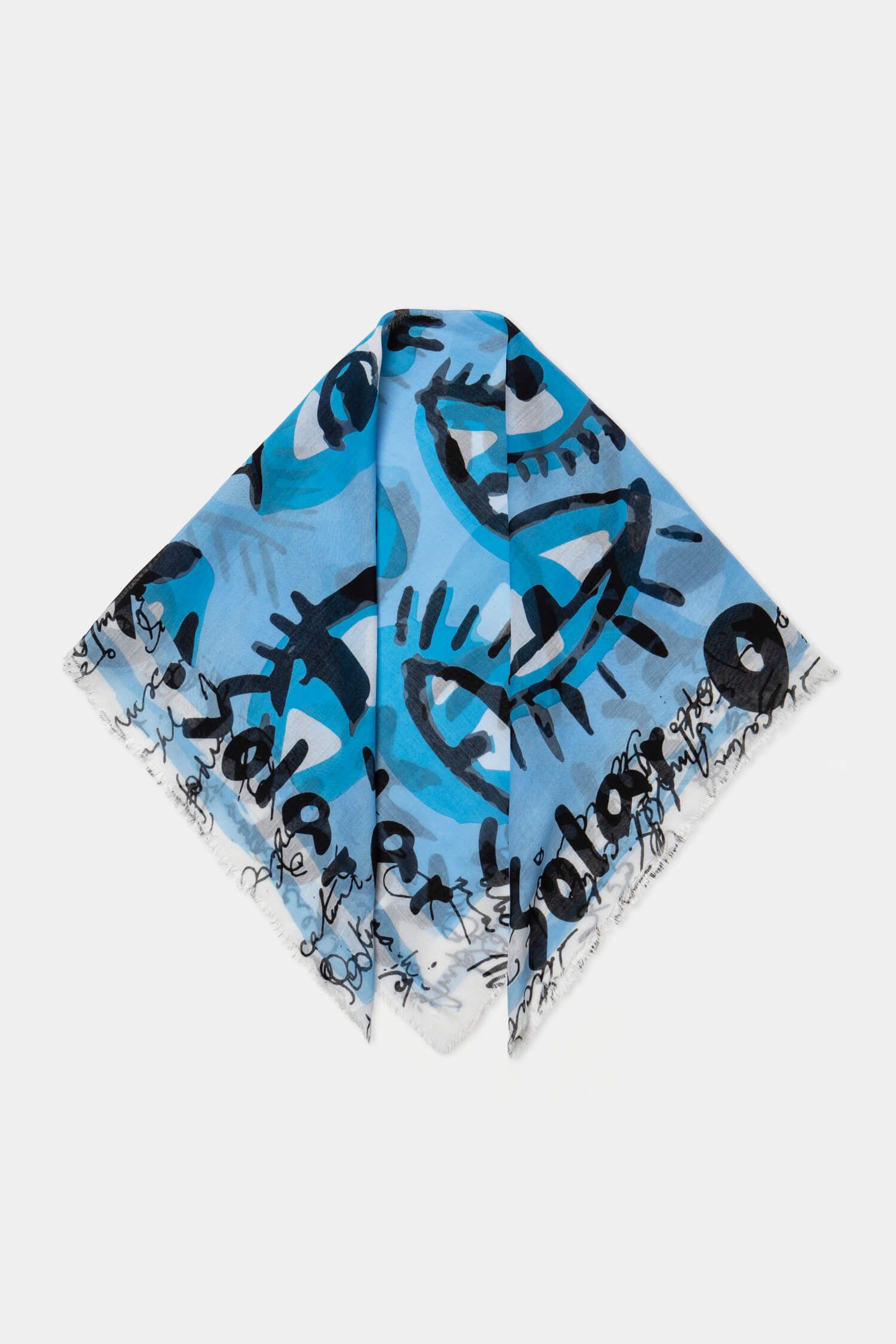 Błękitna chusta z autorskim printem Solar Obraz 2