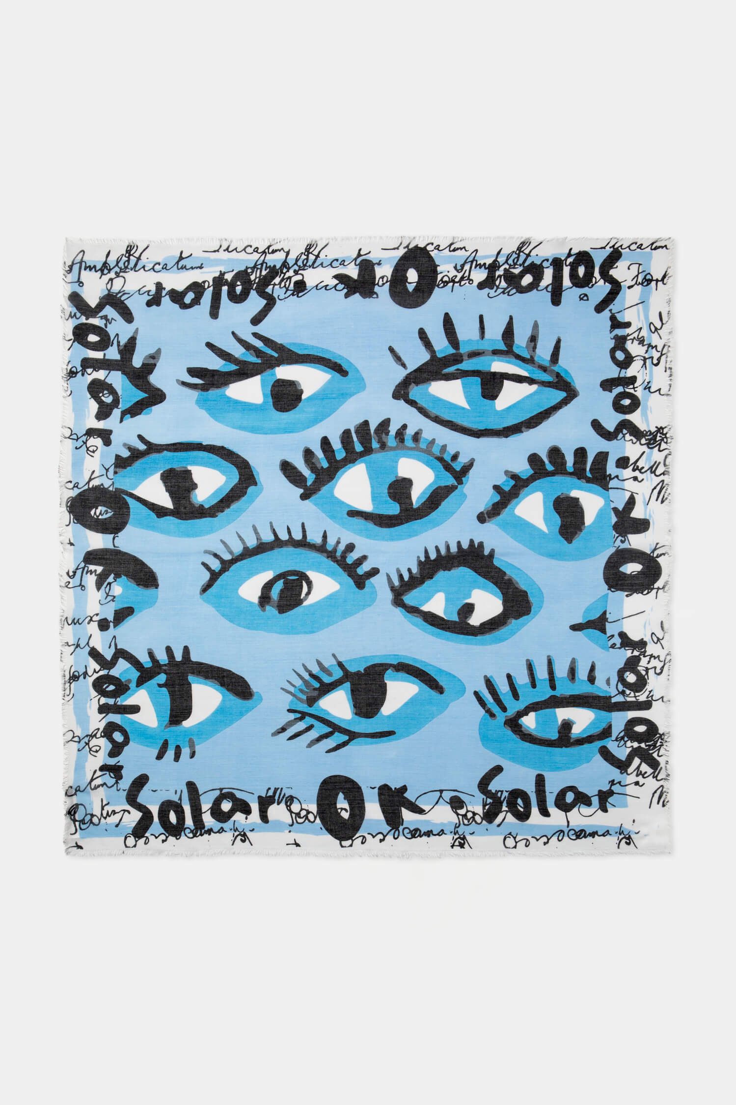Błękitna chusta z autorskim printem Solar Obraz 3