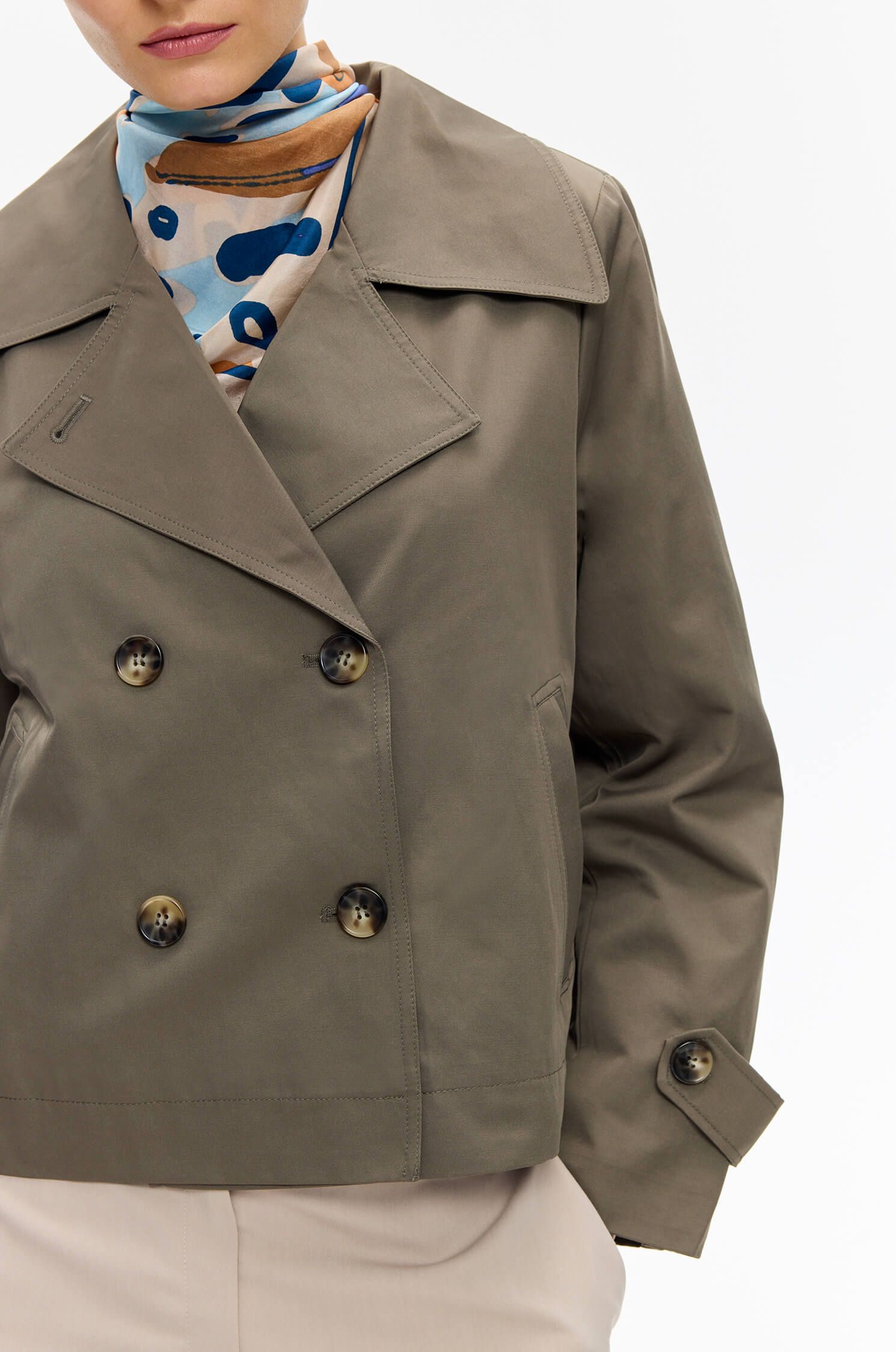 Kurtka khaki z dwurzędowym zapięciem Solar Obraz 3