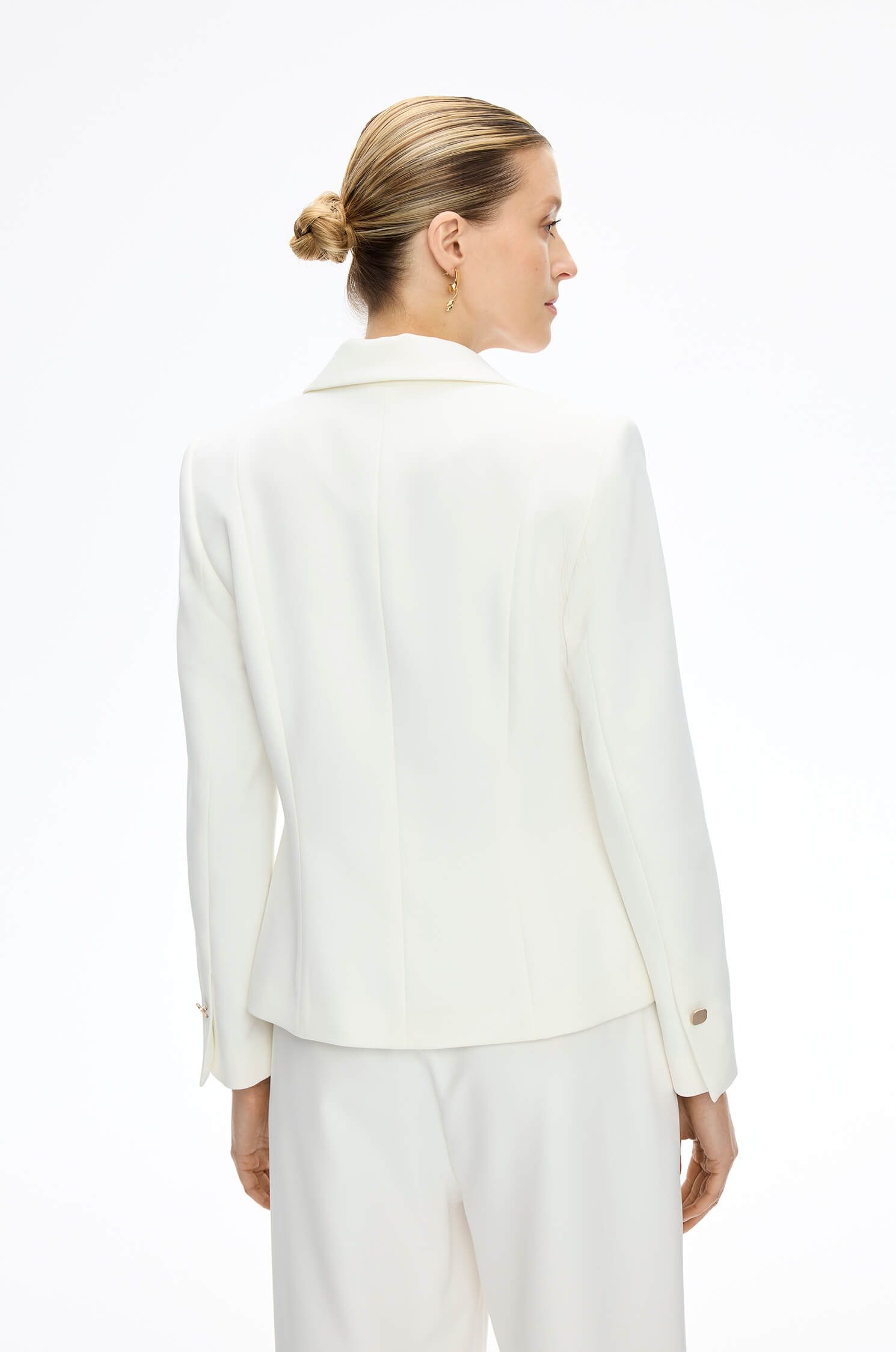 Jednorzędowa marynarka w kolorze ecru Solar Obraz 4