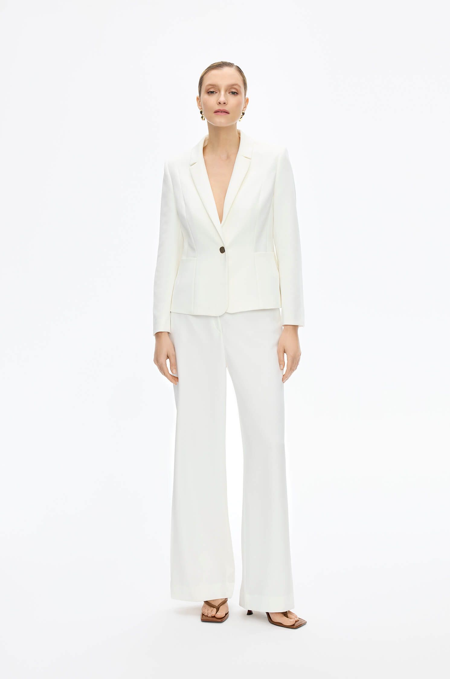 Jednorzędowa marynarka w kolorze ecru Solar Obraz 1