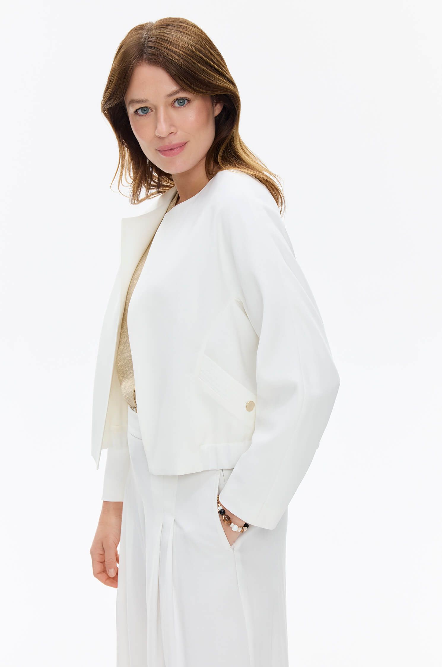 Kurtka ecru z kieszeniami Solar Obraz 2