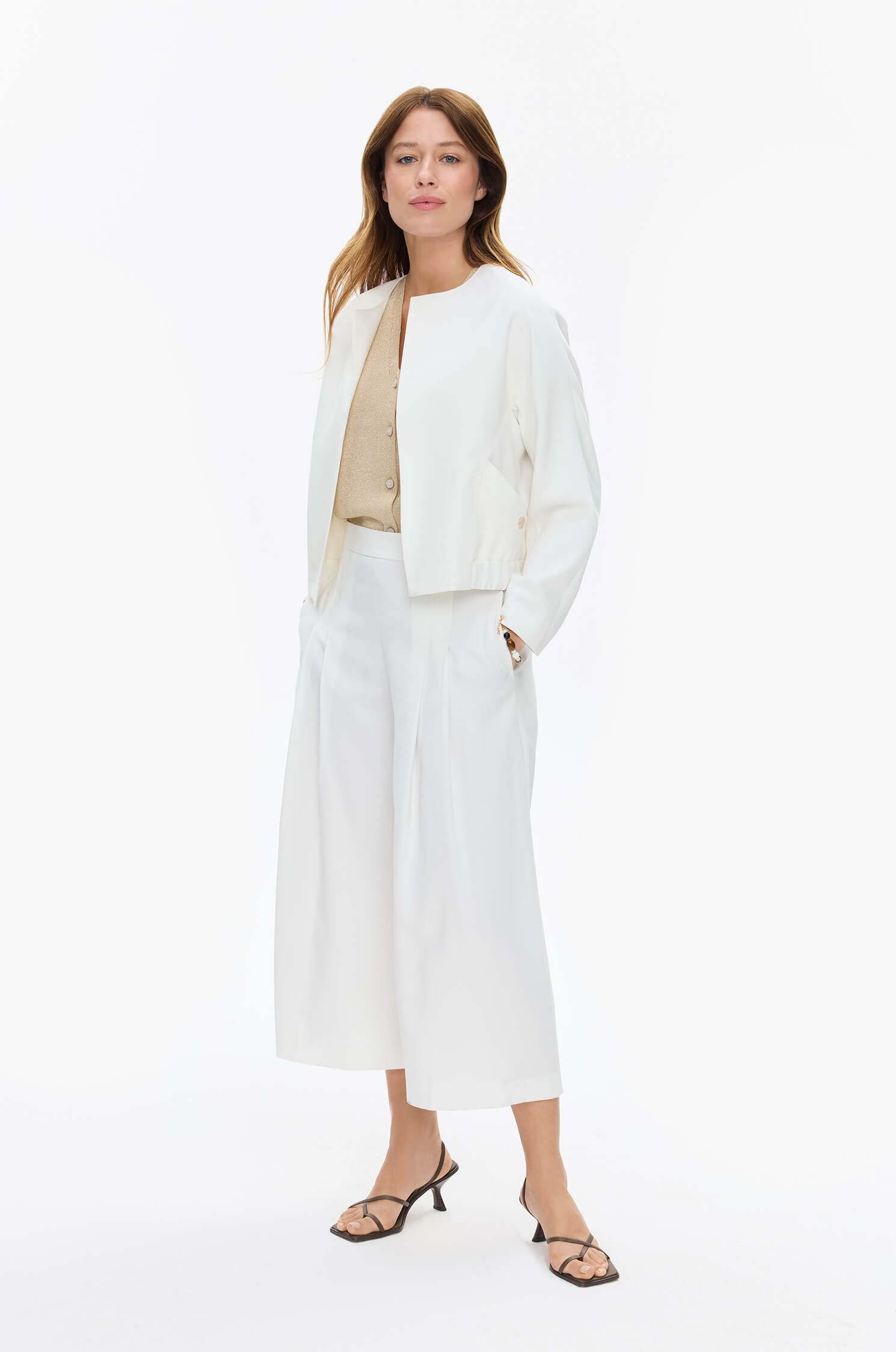 Kurtka ecru z kieszeniami Solar Obraz 1