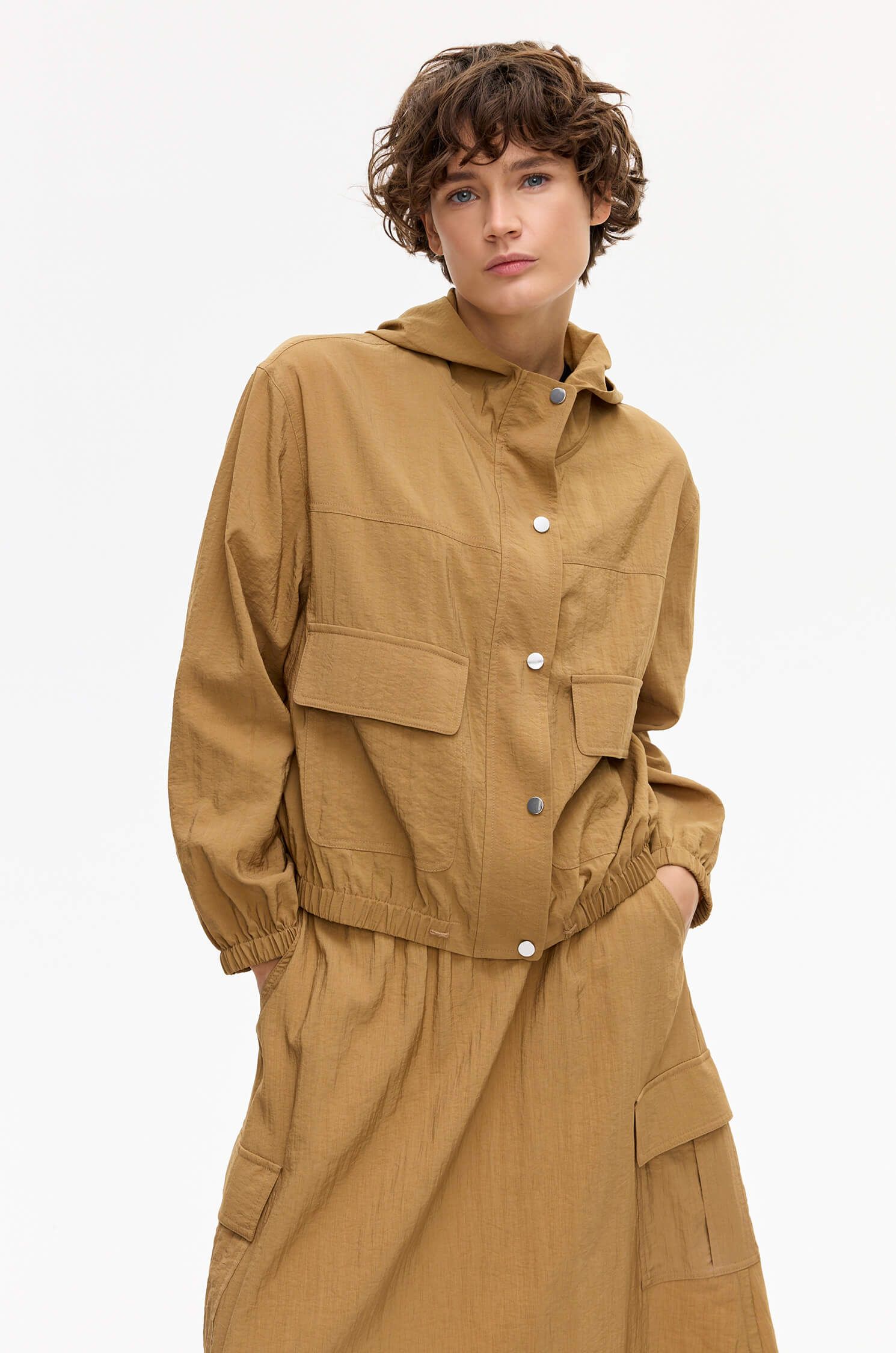 Kamelowa kurtka z kapturem Solar Obraz 2