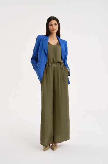 Spodnie wide leg z satynowej tkaniny